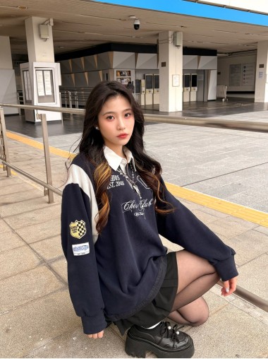 CHIOS CLUB - Oversize Shirt Hoodie FW2436BB Blue 